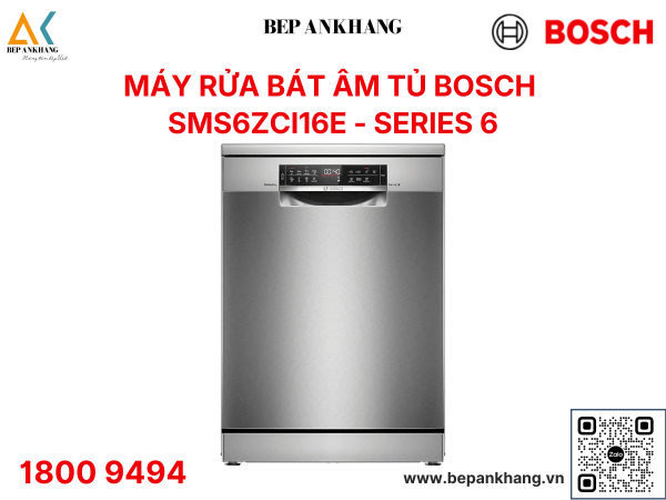 Máy rửa chén bát độc lập Bosch SMS6ZCI16E - Series 6 - Sấy Zeolith - Made in Germany